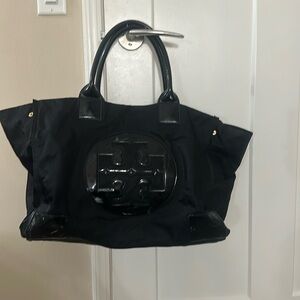 Tory Burch Black Logo Vinyl Tote Bag
